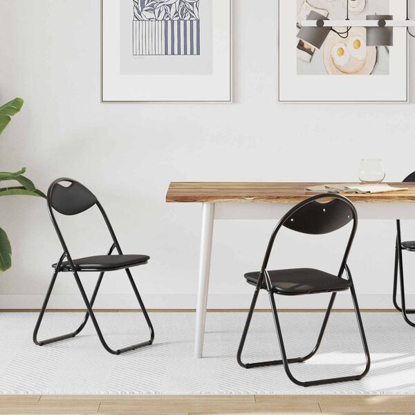 vidaXL Zložljiva stolica 2 pcs Črna 48 x 43,5 x 81 cm Umjetno usnje