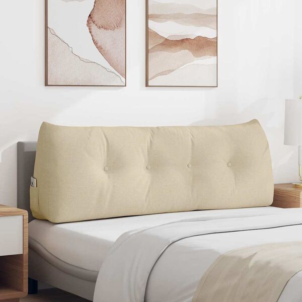 vidaXL Poglavni vzglavnik krema 140 x 24 x 50 cm blago