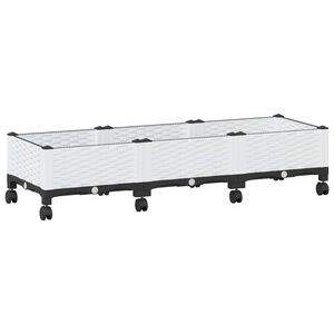 vidaXL Vrtni cvetlični lonček s kolesi Bela 120 x 40 x 33 cm PP