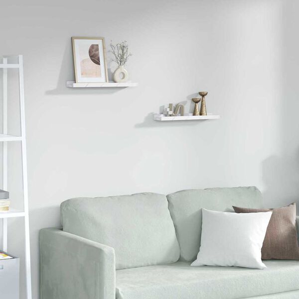 vidaXL Stenska polica 2 pcs Beli marmor 40 x 9 x 3 cm Konstruiran les