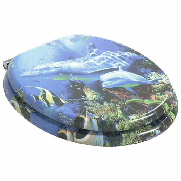 vidaXL Toaletni pokrov s tiho zaporo Modra 44 x 38 cm MDF plo&scaron;ča