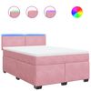 vidaXL Box spring postelja z vzmetnico roza 140x190 cm žamet