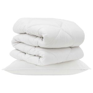vidaXL Odeja z blazino 2 pcs Bela Mikrovlakna