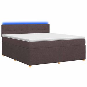 vidaXL Postelja boxspring z vzmetnico Temno rjava 140 x 200 cm Blago