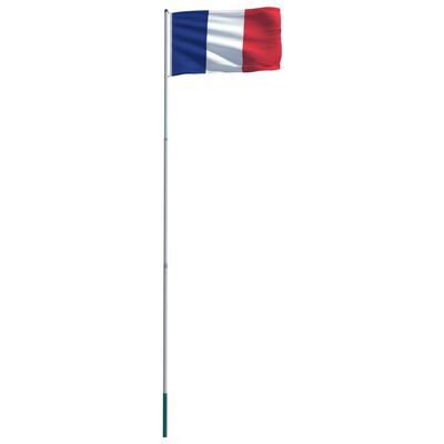 vidaXL Francoska zastava in aluminijast zastavni drog 6 m