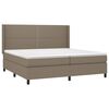 vidaXL Box spring postelja z vzmetnico LED taupe 200x200 cm blago
