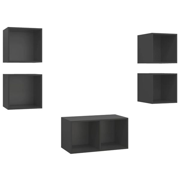 vidaXL Komplet TV omaric 5-delni siva iverna plo&scaron;ča