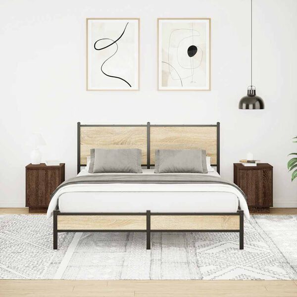 vidaXL Nočne omarice z LED lučmi 2 kosa Rjavi hrast 38x34x50 cm