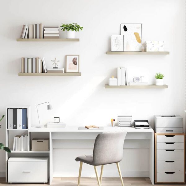 vidaXL Stenske police 4 kosi barva hrasta 90x23,5x3,8 cm MDF