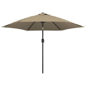 vidaXL Zunanji senčnik z LED lučkami in jeklenim drogom 300 cm taupe