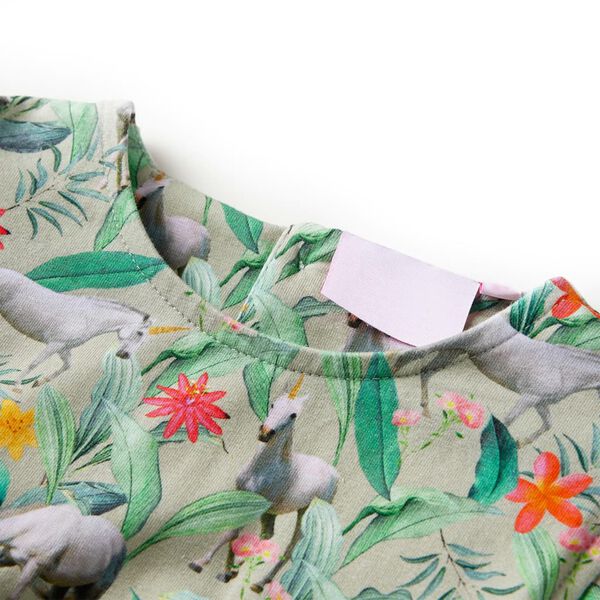 Otroška obleka s kratkimi rokavi svetlo kaki 104