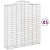 vidaXL Obokane gabion košare 5 kosi 200x50x220/240 cm pocinkano železo