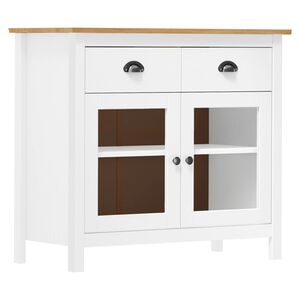 vidaXL Komoda Hill bela 90x40x80 cm trdna borovina