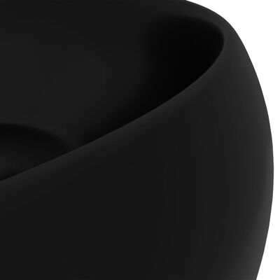 vidaXL Razkošen umivalnik okrogel mat črn 40x15 cm keramičen