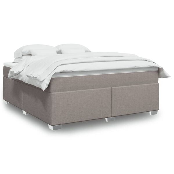 vidaXL Box spring postelja z vzmetnico taupe 180x200 cm blago
