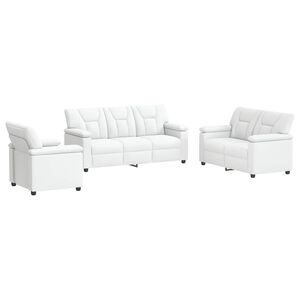 vidaXL Kavčna garnitura 3 pcs Bela Umetno usnje