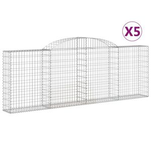 vidaXL Obokana gabionska ko&scaron;ara 5kos 300x30x100/120cm pocinkano železo