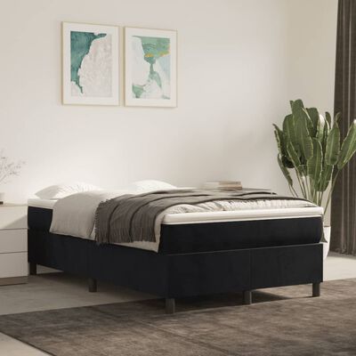 vidaXL Box spring postelja z vzmetnico črna 120x190 cm žamet