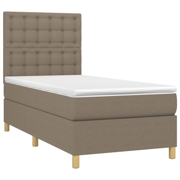 vidaXL Box spring postelja z vzmetnico taupe 80x200 cm blago