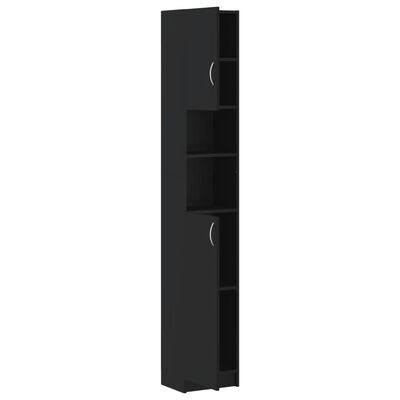 vidaXL Kopalniška omarica črna 32x25,5x190 cm iverna plošča