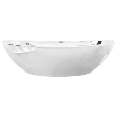vidaXL Umivalnik z odprtino za odtekanje 58,5x39x21cm keramičen srebrn