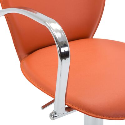 vidaXL Barski stolčki z naslonjali za roke 2 kosa oranžno umetno usnje