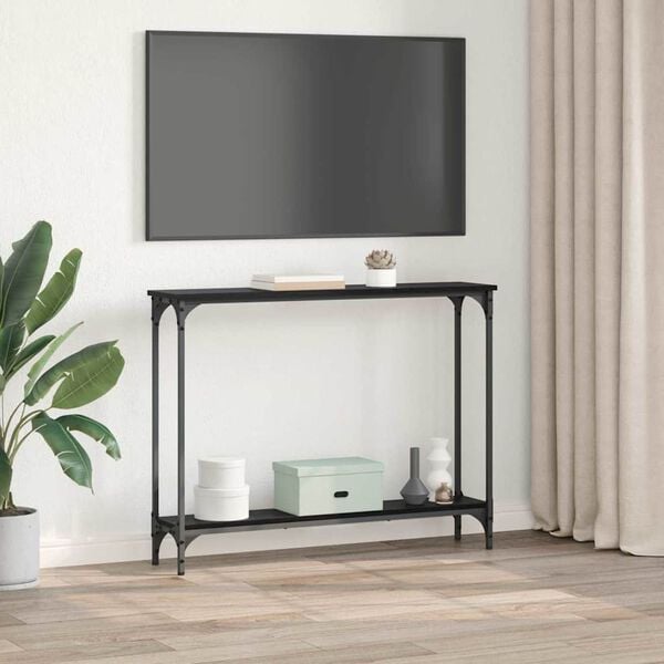 vidaXL Konzolna miza Črna Orehovina 100 x 22,5 x 75 cm Konstruiran les