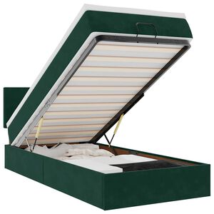 vidaXL Otomanski posteljni okvir z vzmetnico zelen 80x200 cm žamet