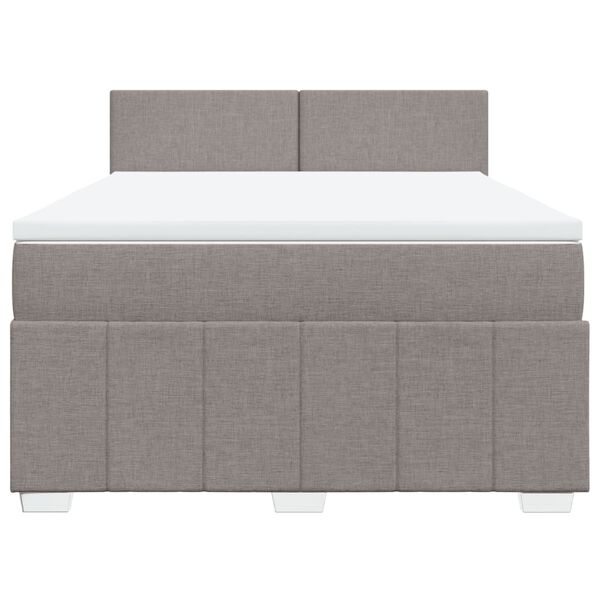 vidaXL Box spring postelja z vzmetnico taupe 140x190 cm blago