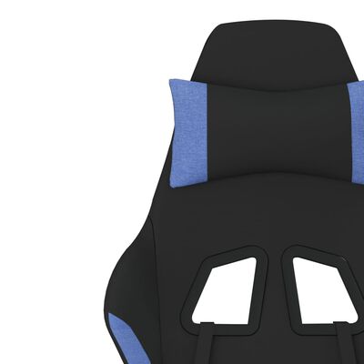 vidaXL Masažni gaming stol z oporo za noge črno in modro blago