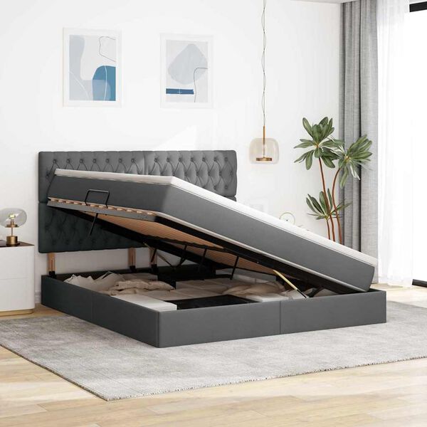 vidaXL Postelja z dodatnim prostorom za shranjevanje in vzmetnico