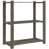 vidaXL Stojalo s policami 3-nadstropno sivo 80x38x90 cm trdna borovina