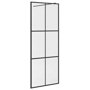 vidaXL Pregrada za tu&scaron; s prozornim ESG steklom 80x195 cm črna