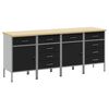 vidaXL Delovna omara s predalom 4 kos Črna in siva 200 x 55 x 85 cm