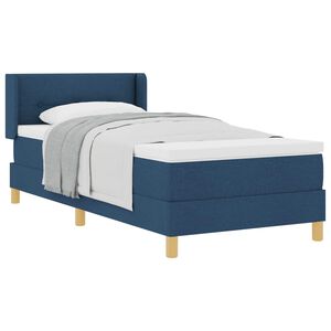 vidaXL Postelja z vzmetnico z vzglavjem Modra 190 x 90 cm blago