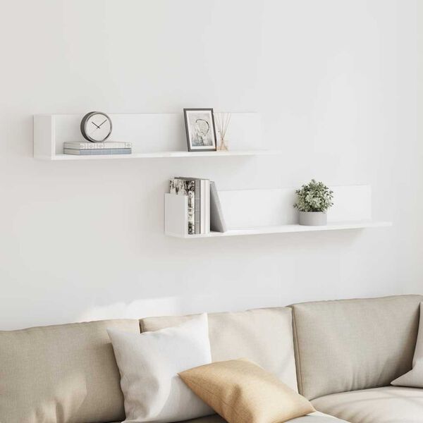 vidaXL Stenske police 2 kosa bela 100x16,5x16,5 cm inženirski les