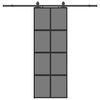 vidaXL Drsna vrata z opremo črna 76x205 cm kaljeno steklo