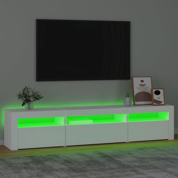 vidaXL TV omarica z LED lučkami bela 195x35x40 cm