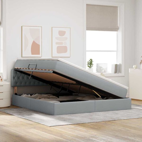 vidaXL Postelja z dodatnim prostorom za shranjevanje in LED osvetlitvijo