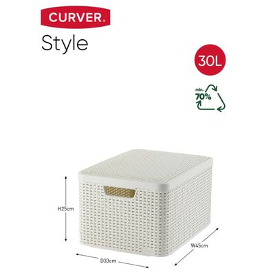 Curver Škatla za shranjevanje s pokrovom Style L 30L kremno bela