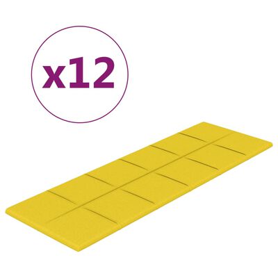 vidaXL Stenski paneli 12 kosov svetlo rumeni 90x30 cm blago 3,24 m²