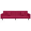 vidaXL Kavč dvosed z leži&scaron;čem in dvema blazinama vinsko rdeč žamet