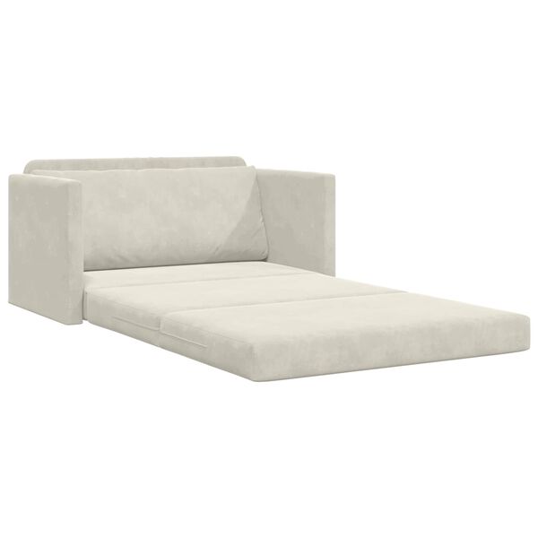 vidaXL Sofa postelja 110cm krema Žamet