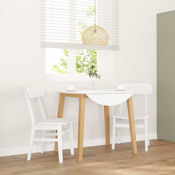 vidaXL Jedilni stoli 2 kosa bele masivne lesene gume