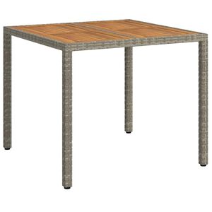 vidaXL Vrtna miza Siva 90 x 90 x 75 cm poli ratan