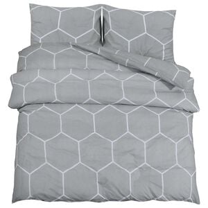 vidaXL Komplet prevleke za odejo siva in bela 140x200 cm bombaž