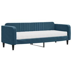 vidaXL Dnevna postelja z vzmetnico modra 80x200 cm žamet