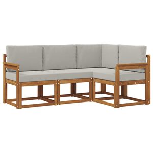 vidaXL Zunanja garnitura za sedenje 4 pcs Naravna in svetlo siva