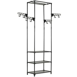 vidaXL Stojalo za oblačila jeklo in netkano blago 55x28,5x175 cm črno