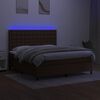 vidaXL Box spring postelja z vzmetnico LED temno rjava 180x200cm blago